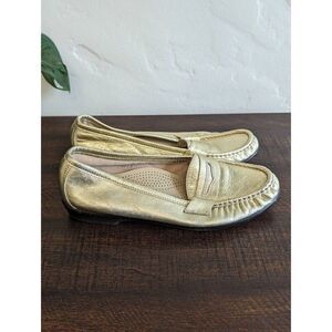 SAS Women's Gold Metallic Penny Loafer Shoes - Size 7.5